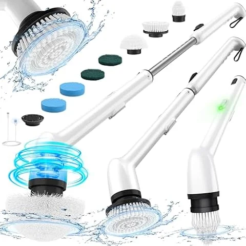 Elektrische Reinigungsbürste, IPX7-Wasserdichte & 3 Grifflängen, Weiß