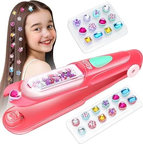 Geschenk Mädchen 5 6 7 8 9 10 Jahre: Haarschmuck Mädchen DIY Haare Flechten Maschine Set mit Glitzersteine, Kreative Spielzeug ab 6-12 Jahre Prinzessin Haar Accessoire Geburtstagsgeschenk für Kinder