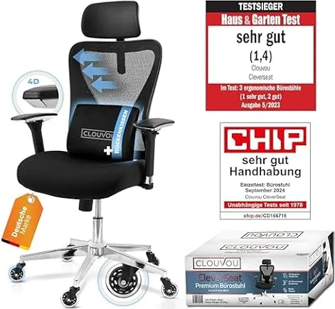 CLOUVOU CleverSeat Bürostuhl Ergonomisch [TESTSIEGER]