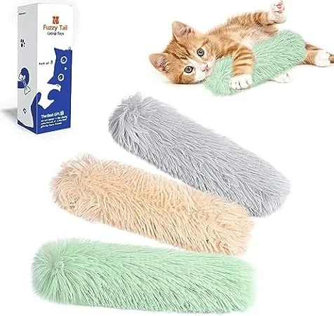 Potaroma Katzenkissen, 3er-Set mit Bio-Katzenminze, Grau, Orange und Grün