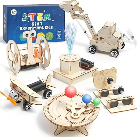 Experimente für Kinder 8+, Holzbausatz Kinder Experimentierkasten 6 Stück
