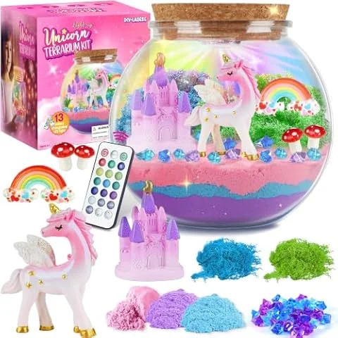 Einhorn Terrarium Set Kinder，Geburtstagsgeschenk Mädchen 4-12 Jahre