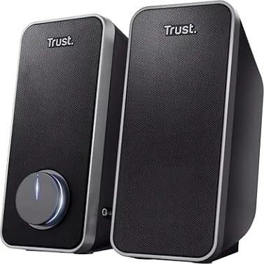 Trust Arys 2.0 PC Lautsprecher Set 28W, 3,5 mm AUX Klinke, Schwarz